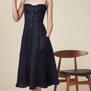 Reformation Canon Button Up Dress Navy